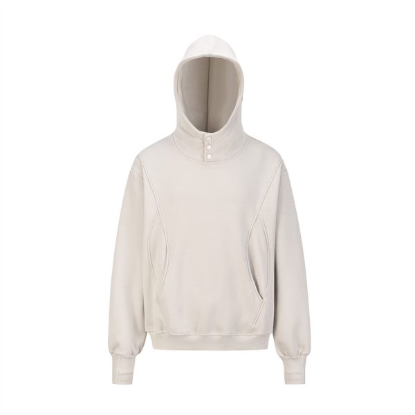 2401100103410321500-1 American Style Loose Solid Color Hooded Fleece Lined Sweater