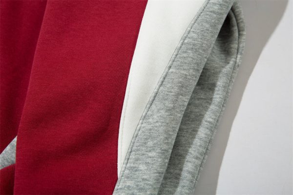 2401260729380329000-1 European And American Style Color Contrast Patchwork Brushed Hoody