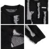 2402211235200322000 Men's And Women's Loose Round Neck Destroyed Sweater
