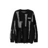 2402211235200322600 Men's And Women's Loose Round Neck Destroyed Sweater
