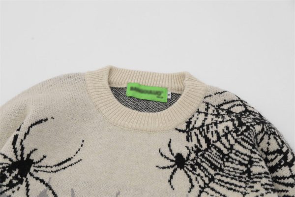 7063713b-5621-4810-8bad-1a883b090be8-1 Men's Spider Web Crew Neck Brocade Casual Sweater